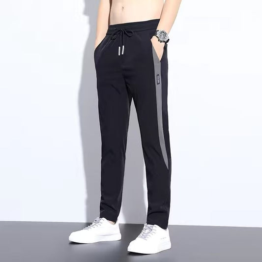 Source manufacturer pants, boys' loose stretch straight slacks, ice silk slim style trendy men's pants, men's sports
