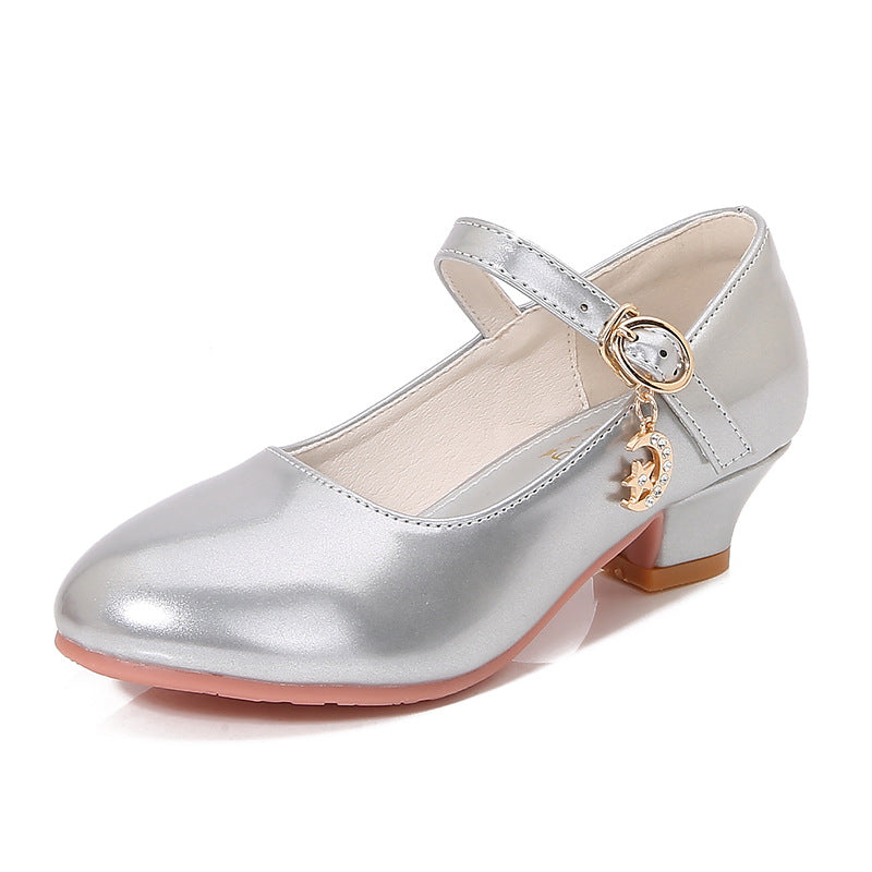 Girls High Heels 2025 New White Princess Leather Kids Shoes Performance Student Shoes 25-40 Size Kids Dance Shoes 5