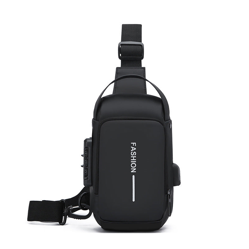 Cross-border multi-functional combination lock fashion chest bag men's large capacity portable commuter mobile phone motorcycle bag crossbody shoulder bag