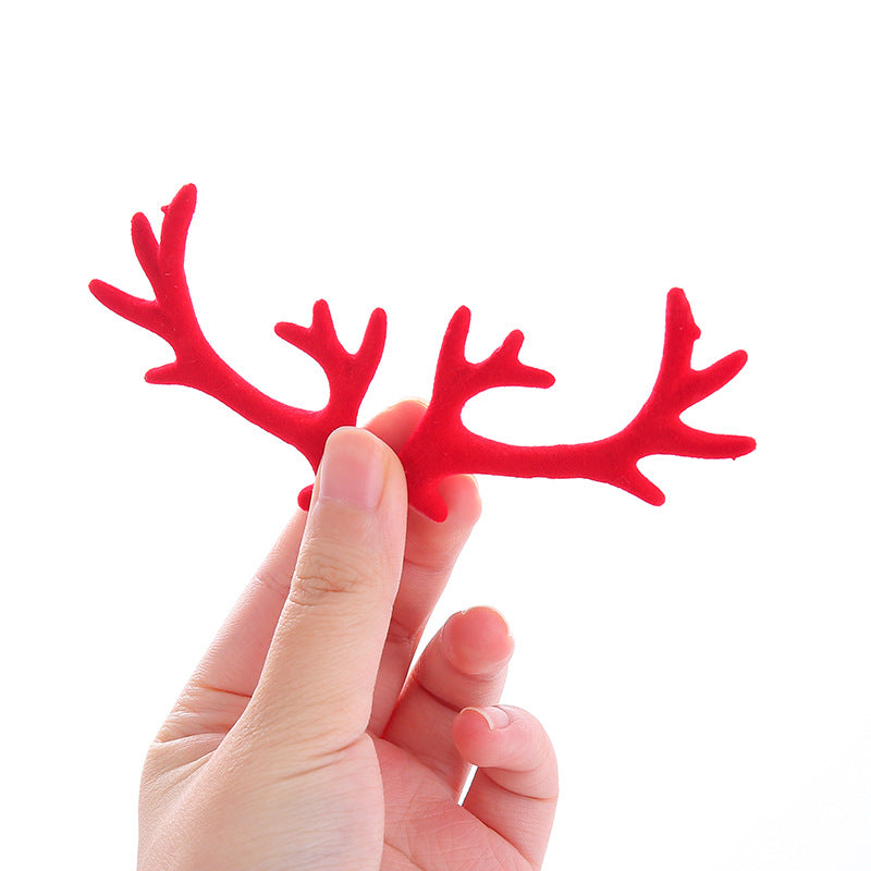 Artificial flocking antlers Christmas DIY hairpins hairpin headwear pair clip European and American headbands outfit cute accessories accessories