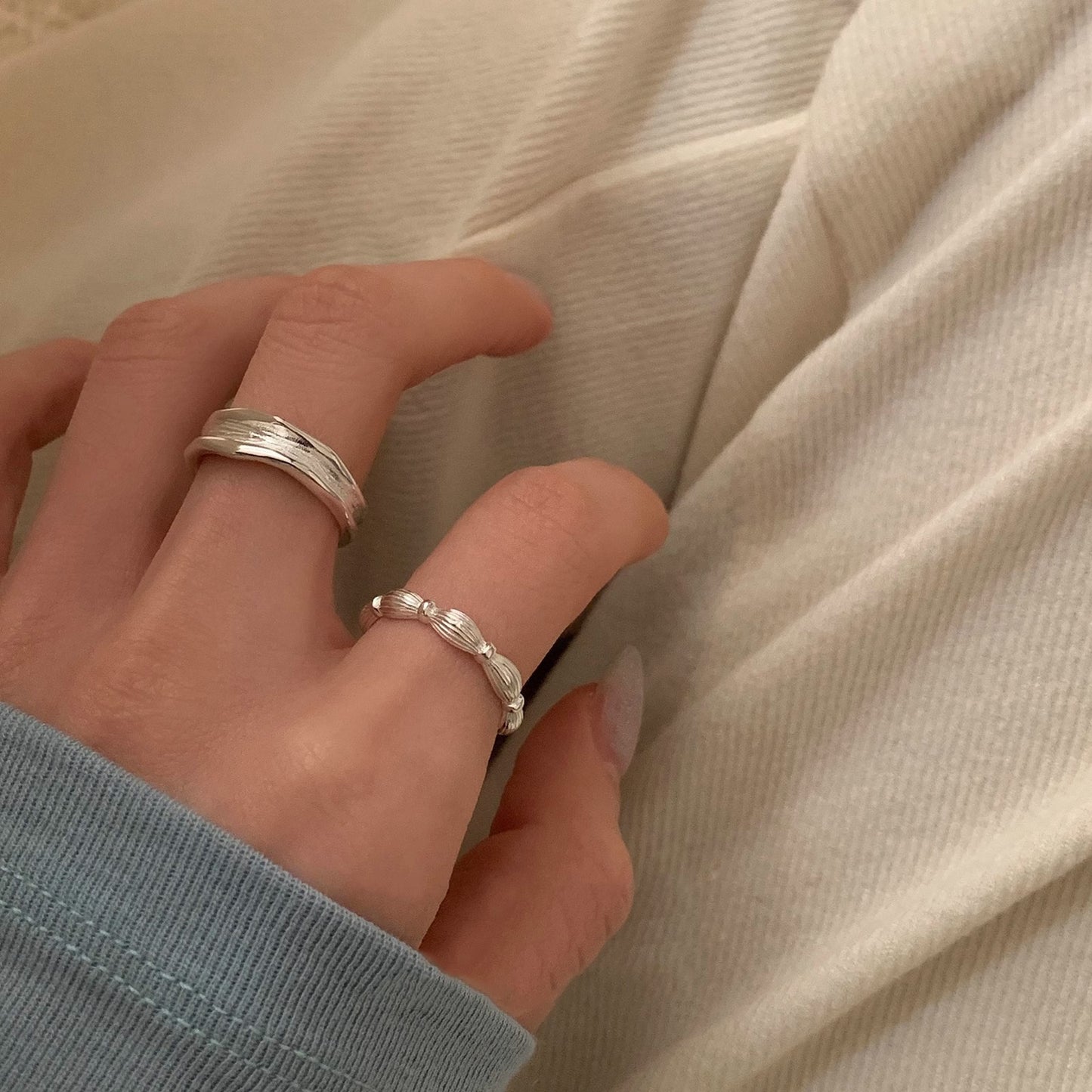 South Korea's new plain ring women's niche ins high-end sense opening adjustable ring wholesale foreign trade cross-border ring