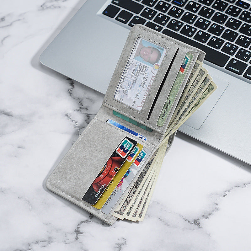 Japanese Muji Frosted Wallet Card Case All-in-One Men's Ultra-Thin Short Wallet Soft Leather Wallet Multi-Card Wallet