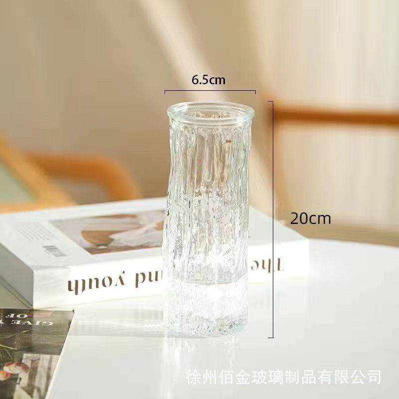 ins style Internet celebrity frozen vase glacier vase glass transparent flower arrangement rose flower living room table ornament bottle