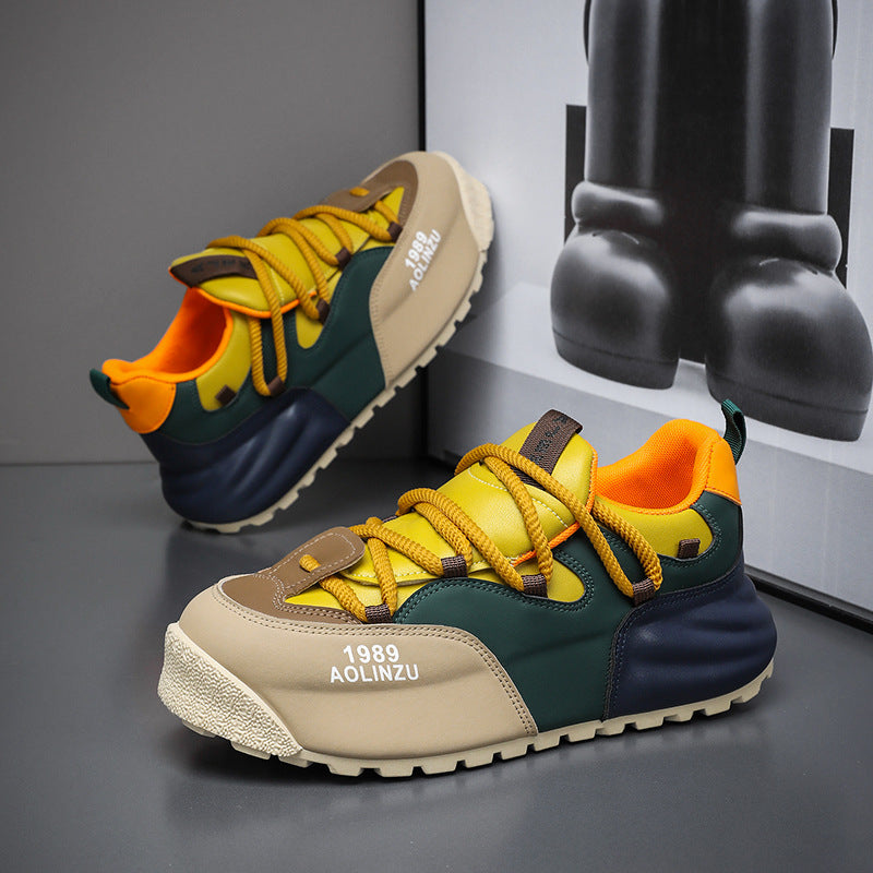 Cross-border plus-size 48 explosive 2025 spring new men's shoes are versatile sports and leisure, and the heightened platform dad shoes are added