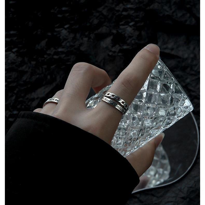 Retro male tide ring ins single ring hip-hop student index finger opening adjustable male personality ladies ring
