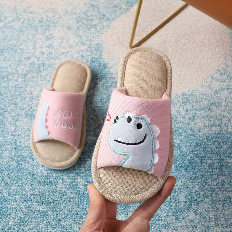 [Clearance] children's linen slippers home non-slip indoor men and women cartoon cotton spring and autumn slipper