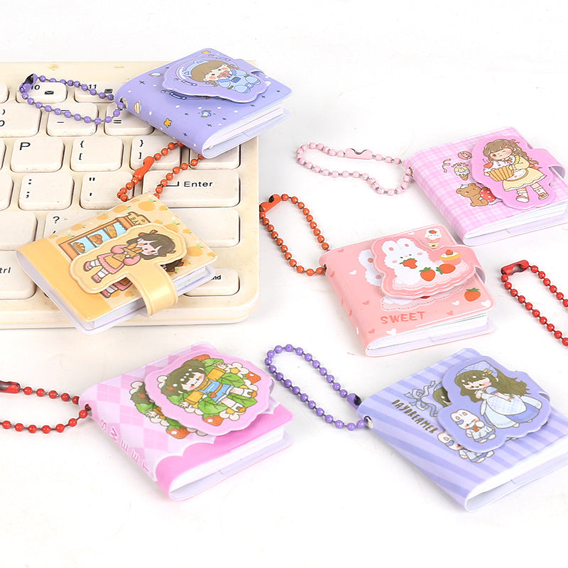 Elementary school students mini handbook portable pocket keychain sharing book word color page cute girl book