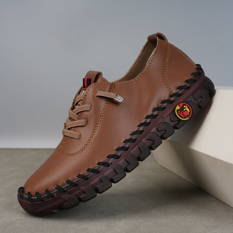 Cross-border foreign trade 2023 hand-stitched microfiber leather mom shoes casual shoes wear-resistant flat shoes 44 plus size women's shoes