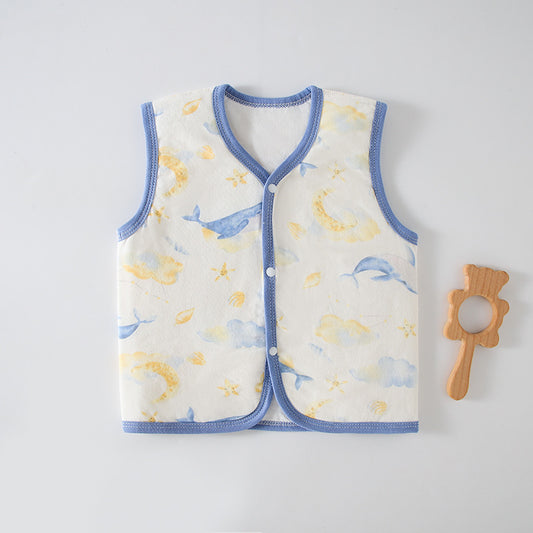 Children's vest class a baby clothes padded warm horse jacket shoulder baby vest 40g thin cotton autumn winter cardigan