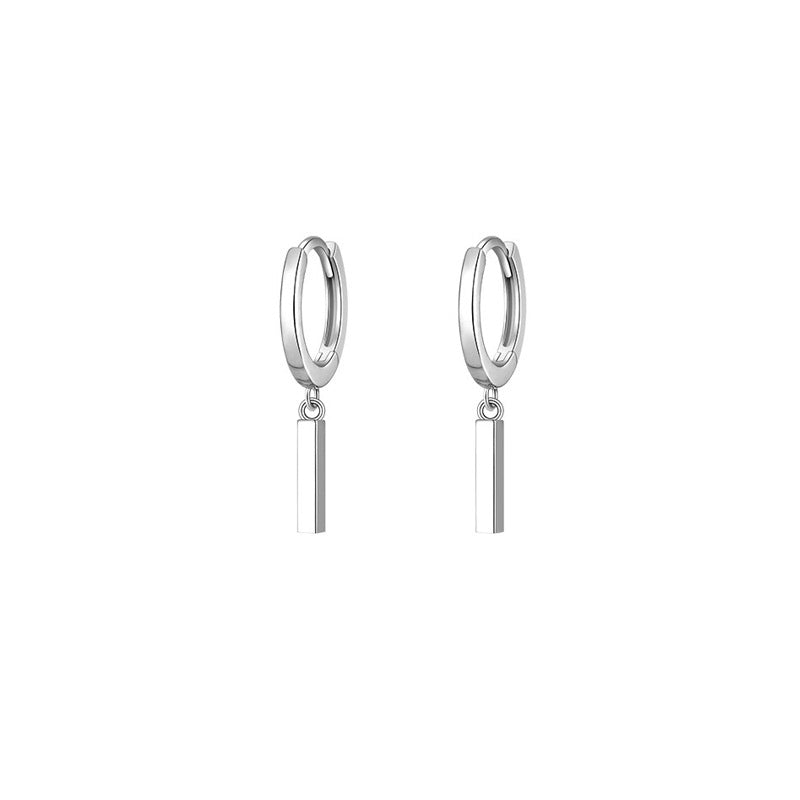 925 sterling silver needle small silver bar earrings 2023 new trendy high-end light luxury earrings niche design women's earrings