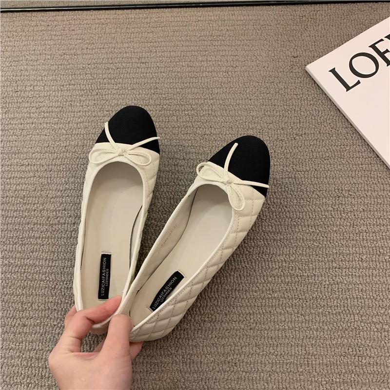 Flat French Small Fragrance Single Shoes Women's Shoes Spring 2025 Pink Ballerina Bow Granny Shoes Scoop Shoes