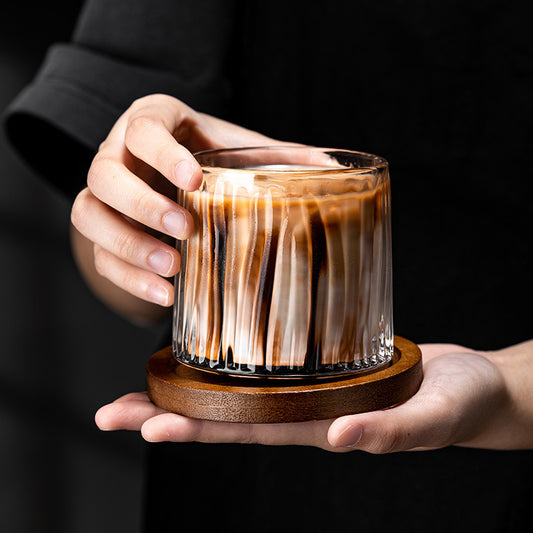 High-value niche coffee cup glass American latte cup creative rotating cup with base home set with a sense of luxury