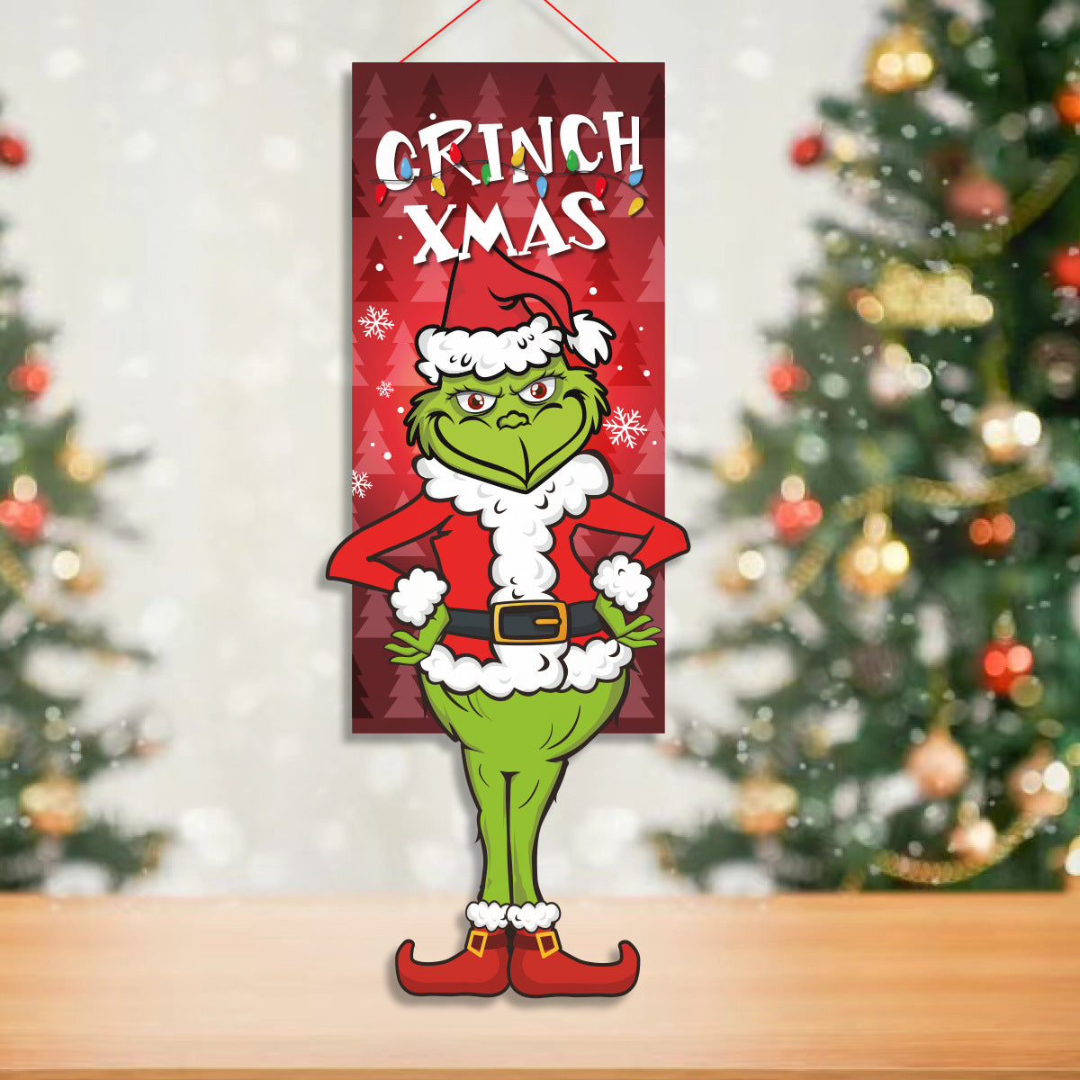 Cross-border classic plaid Christmas flag decoration couplet lantern elf family restaurant KTV shopping mall holiday decoration