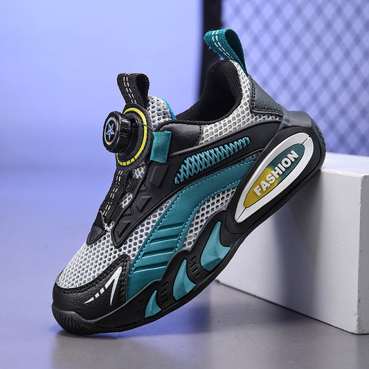 2024 Medium and large children's breathable soft-soled sneakers, mesh casual children's shoes, cut-out summer boys, primary school running shoes