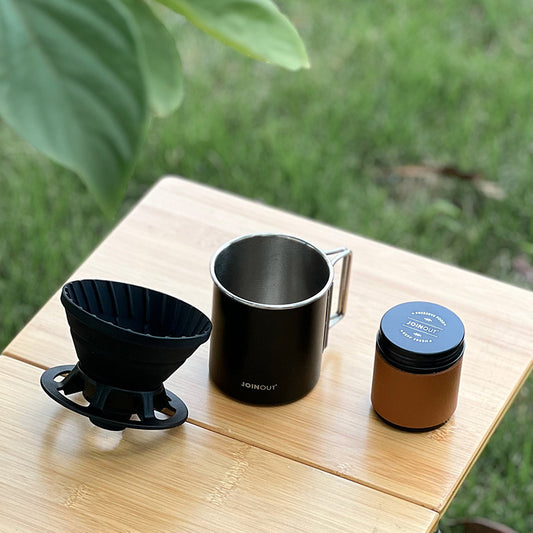 Cross-border pour-over coffee set, travel car, camping, portable silicone starter combination, gift box, integrated slag separation, outdoor