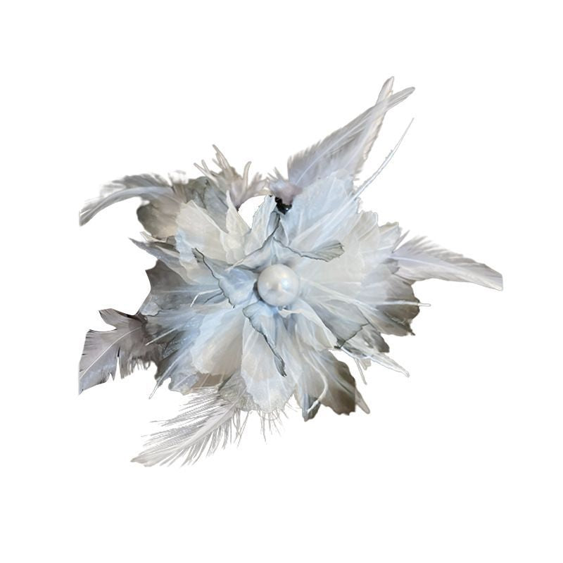 Ostrich feather grip clip, pure desire wind, hair on the back of the head, hair volume, super fairy ins, high-end hair ornaments, feather hair accessories