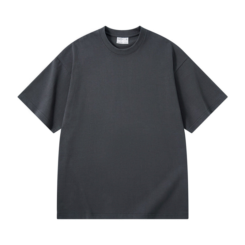 300g Heavy Retro Male and Female Couple T Summer New 2024 Wash Aged Short Sleeve T-Shirt Light Plate Washed Black