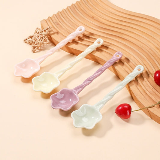 Ceramic star spoon twist handle home dormitory office high-value long handle eating and drinking spoon dessert soup