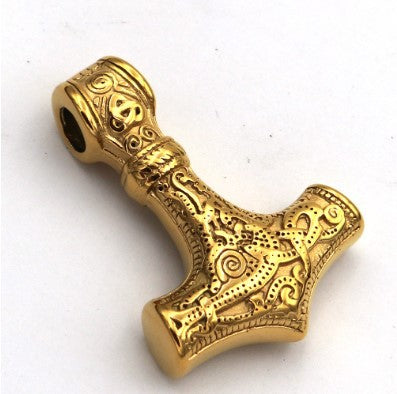 Stainless steel Quake necklace European and American vintage style Viking jewelry Mjolnir men's titanium steel personality pendant
