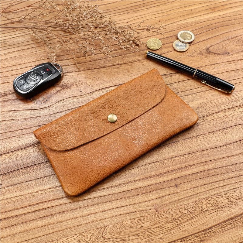 Men's long first layer cowhide wallet, ultra-thin leather wallet, large-capacity schoolgirl wallet, simple mobile phone bag tide