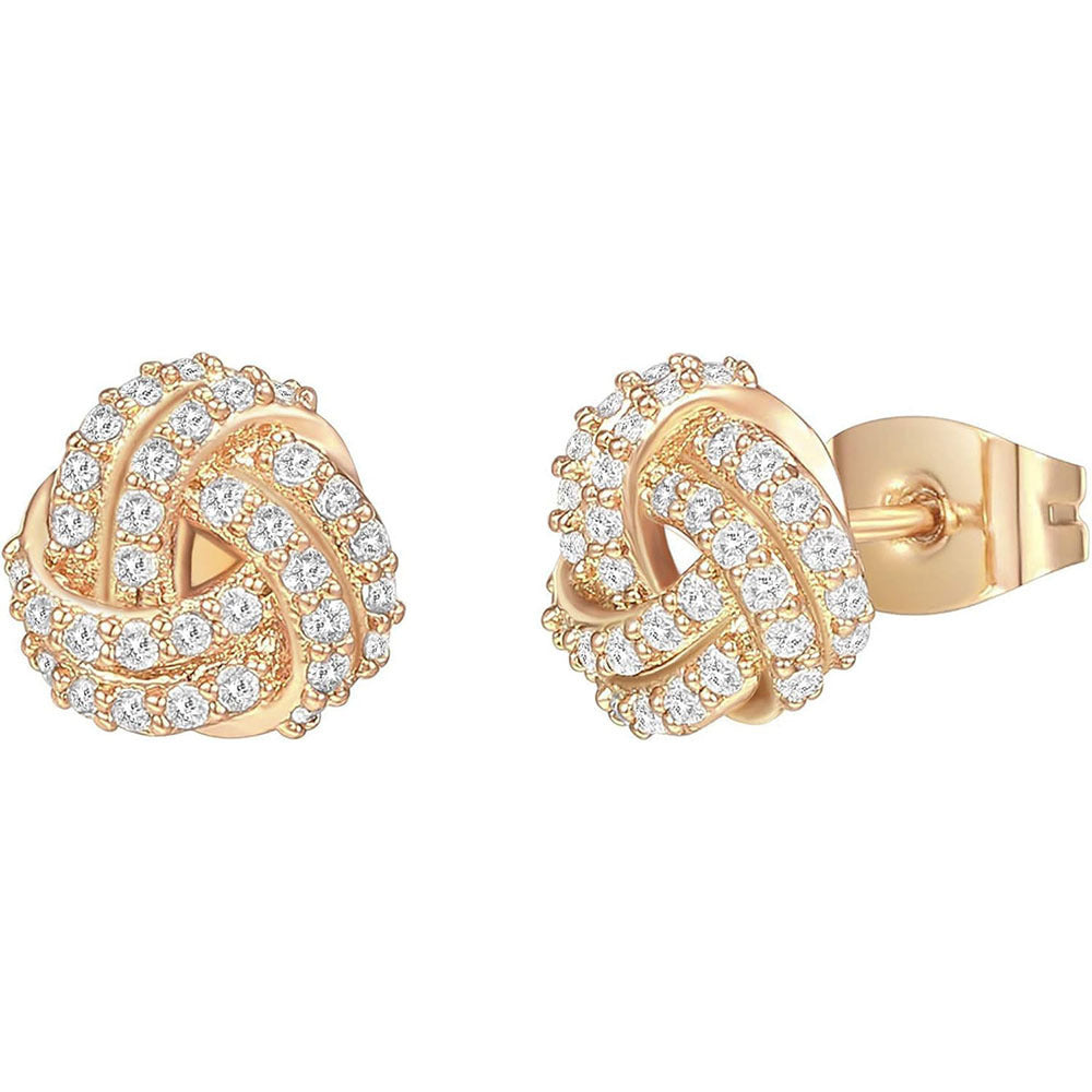 2024 Amazon Hot Selling New Design Sense Love Knot Stud Earrings Fashion Commuting Versatile High-end Cool Wind Earrings