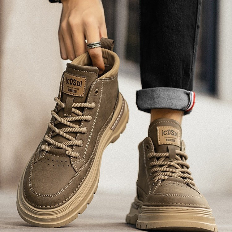 Martin boots men's high-top 2025 new winter British style retro mid-top platform heightened leather cargo booties