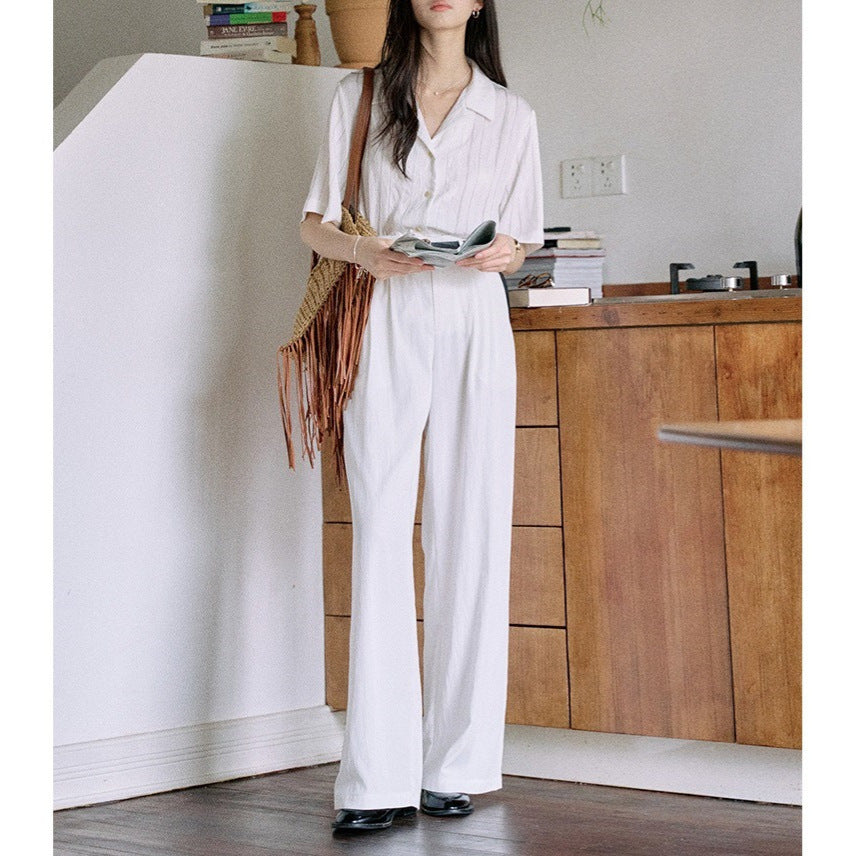 Jicoutre "Nanyang Holiday" loose short sleeve Cuban collar shirt women's summer French vintage casual top