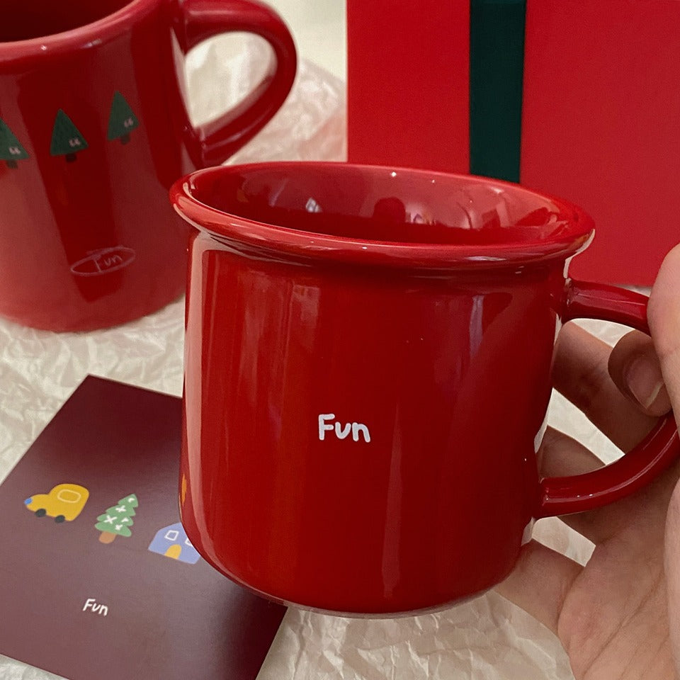 Christmas red lucky ceramic mug girlfriend couple gift breakfast coffee milk mug ins style ceramic mug
