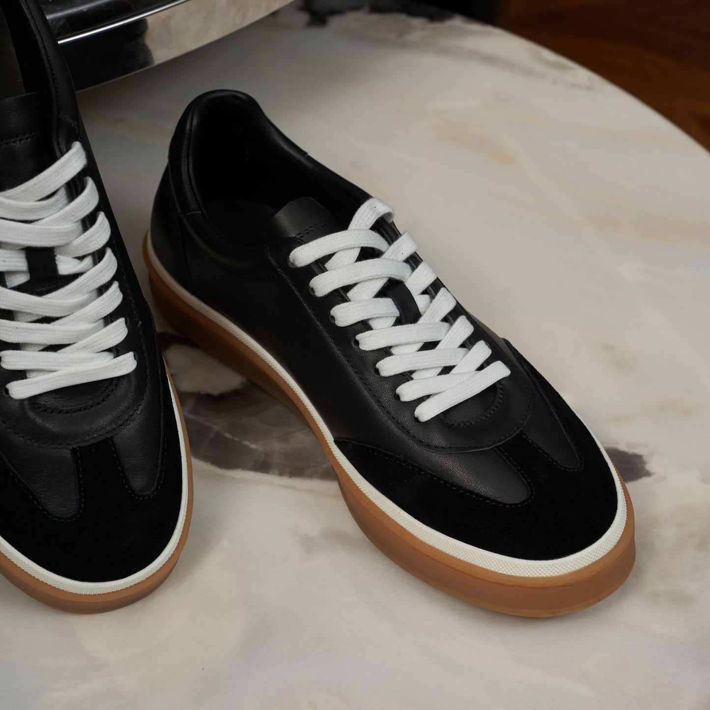 New men's German training shoes leather lace-up color-blocked flat small white shoes versatile casual outdoor sports board shoes men