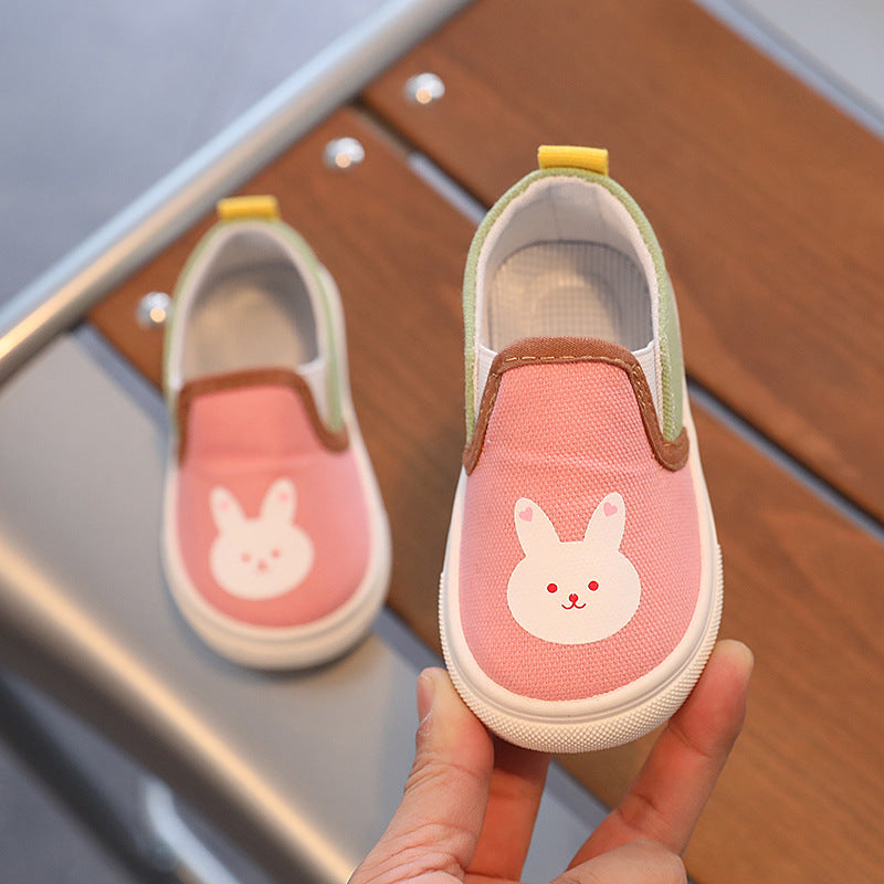 Children's canvas shoes spring and autumn new one-foot slip-on cartoon boys and girls light soft-soled shoes non-slip children's shoes
