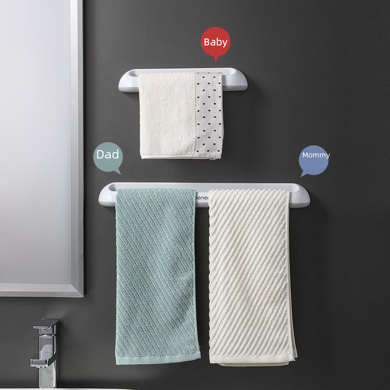 Towel rack free punch toilet bathroom suction cup hanger bath towel shelf Nordic simple creative single towel bar