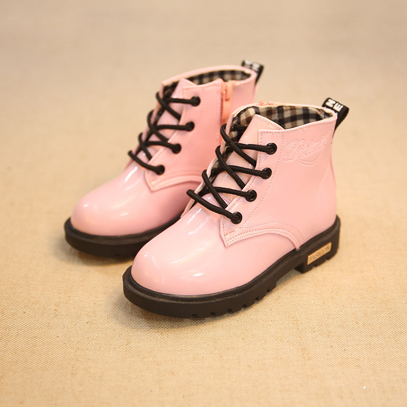 Children's Martin boots 2026 fall/winter Korean version of AliExpress boots warm shoes girls' snow boots boys' leather shoes non-slip