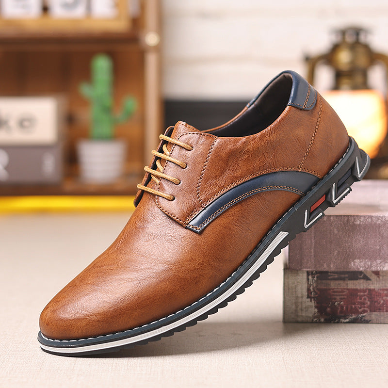 2025 New Cross-border Plus Size Men's Shoes Fashionable, Lightweight and Casual Leather Shoes Lace-up Four Seasons Baita Men's Single Shoes Manufacturers