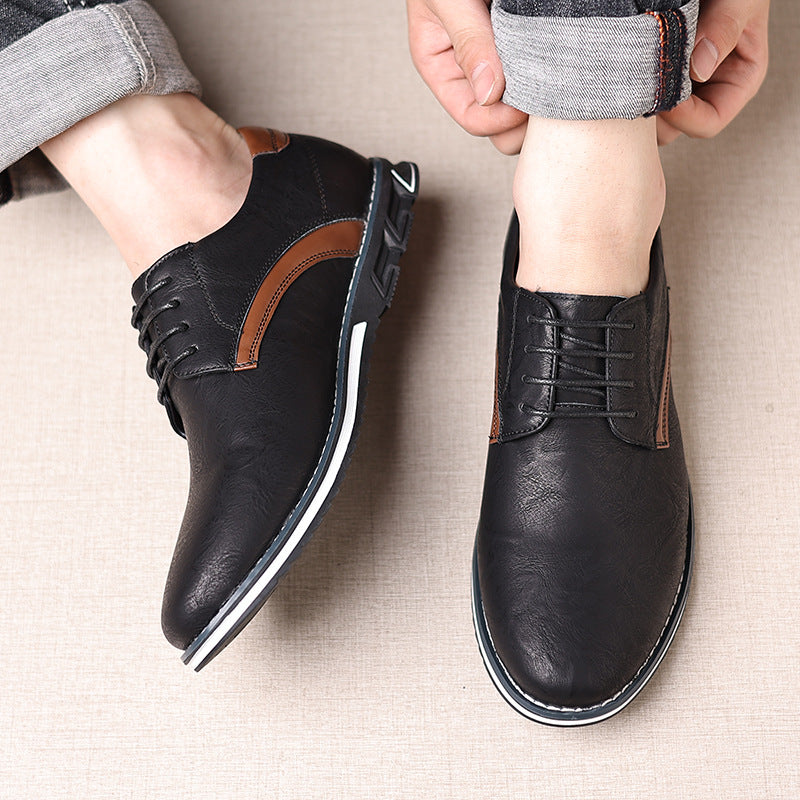 2025 New Cross-border Plus Size Men's Shoes Fashionable, Lightweight and Casual Leather Shoes Lace-up Four Seasons Baita Men's Single Shoes Manufacturers