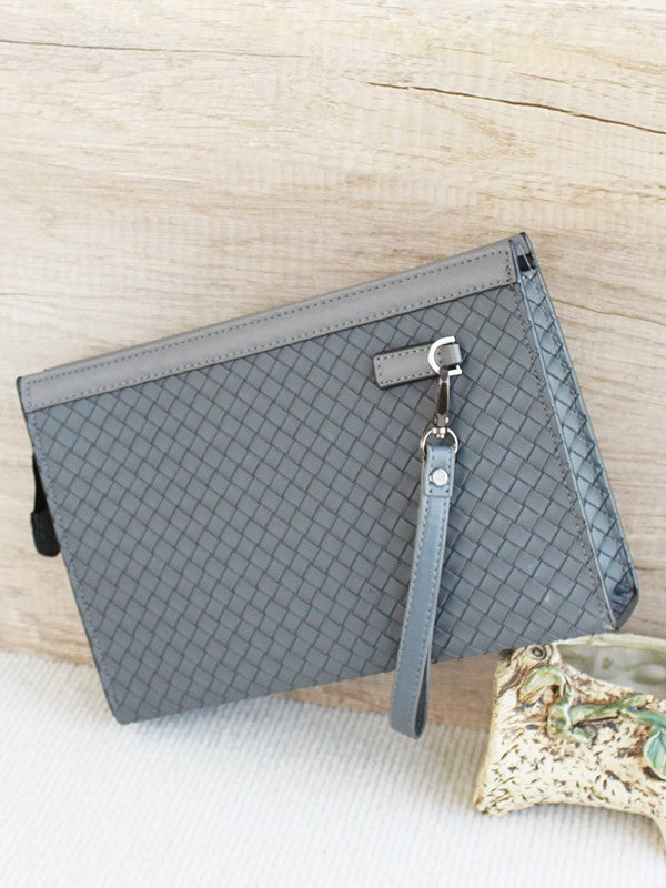 2025 Men's Clutch Braided Pattern Handbag Men's Clip Bag Large Capacity Business Casual Handbag Envelope Bag Men