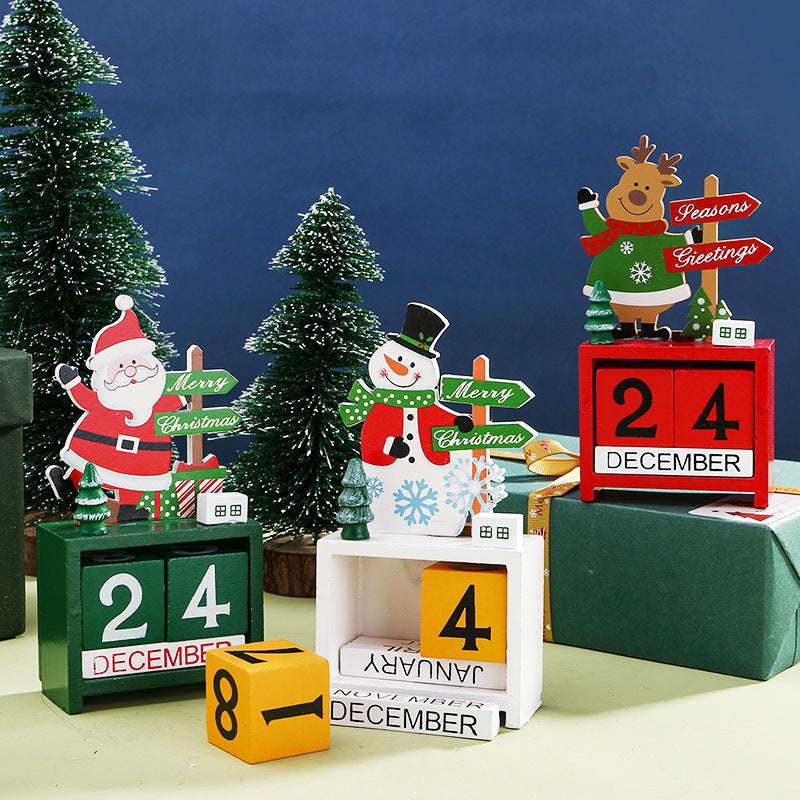 Christmas decorations wooden calendar ornaments Christmas countdown desk calendar table ornaments Christmas small gifts