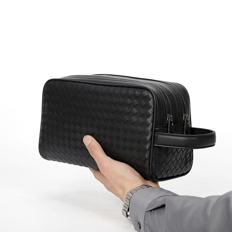 Men's bag new men's clutch bag hand-woven toiletry bag double zipper grip bag cross-border spot wholesale