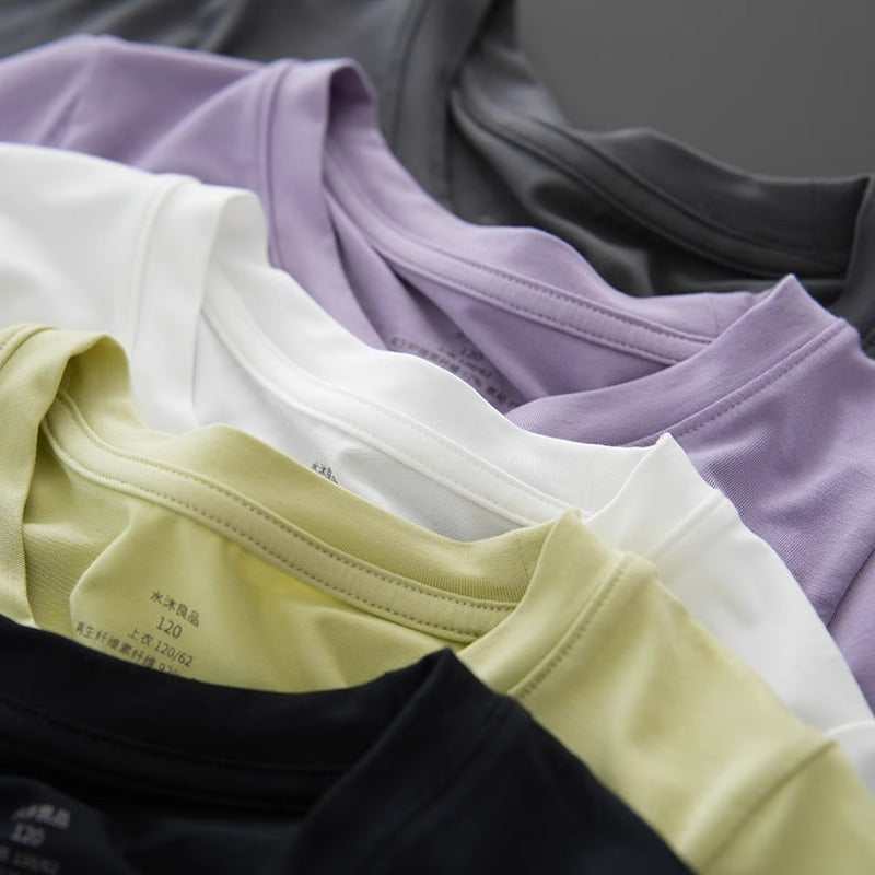 Class A 50 Lenzing Modal Children's Thin T-Shirt Boys & Girls Round Neck Solid Color Base Medium & Big Kids Summer Style