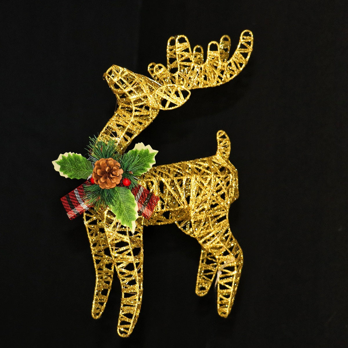 2025 Christmas Elk Wrought Iron Christmas Tree Bottom Decoration Glow Up Elk Christmas Decoration Deer Ornament Christmas Deer