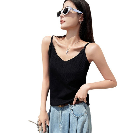 Waffle Gme Camisole Jacket Women's New Summer Suit Underwear Base Layer Shirt Loose Sleeveless Wear Outer Layer Top