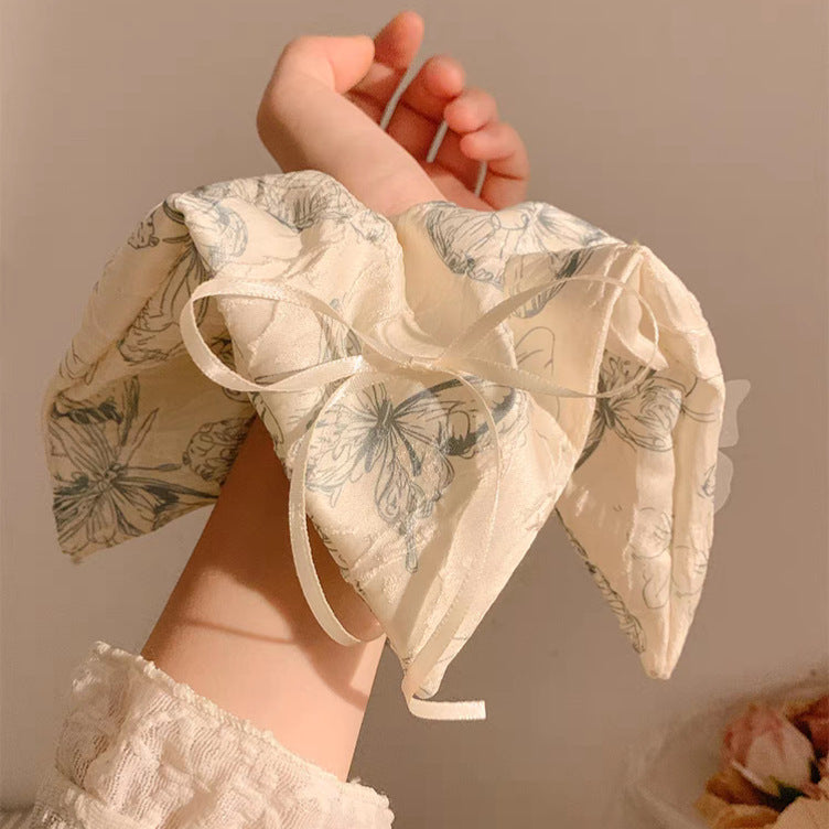 New Chinese blended style square scarf large intestine scrunchie women's large high-end square headband low ponytail hair tie hair accessory