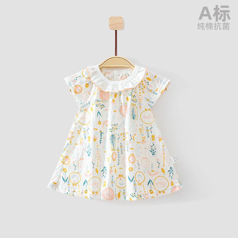 Korean children's floral skirts, girls' spring clothes, foreign girls, princess dresses, summer baby dresses, baby summer dresses