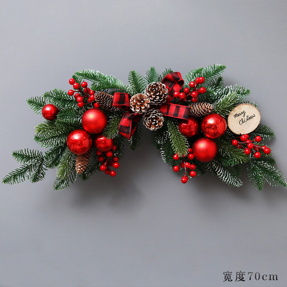 Cross-border Christmas decoration Christmas tree wreath rattan horn door hanging wall hanging hotel mall pendant wreath