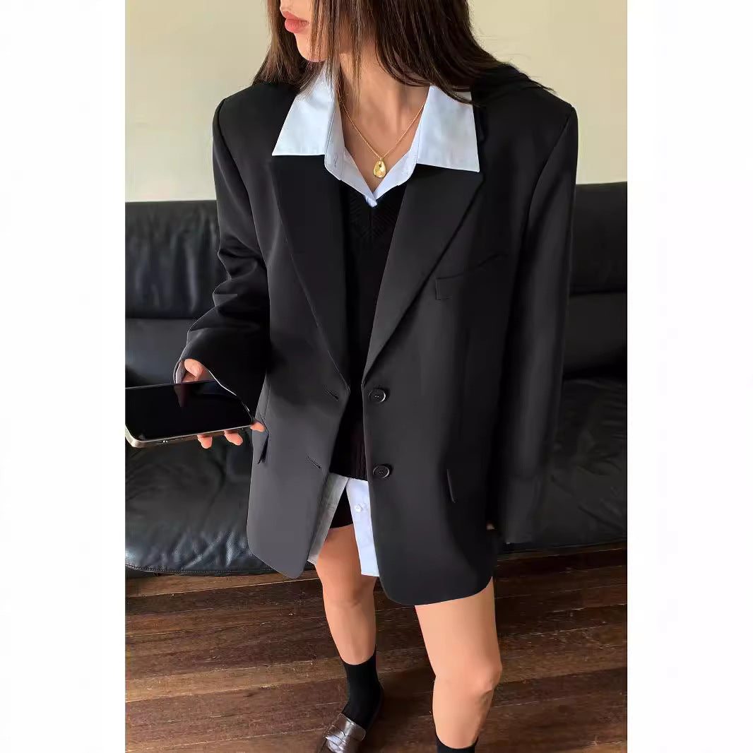 oversize gray blazer women's spring and autumn 2024 new korean version casual small man loose suit
