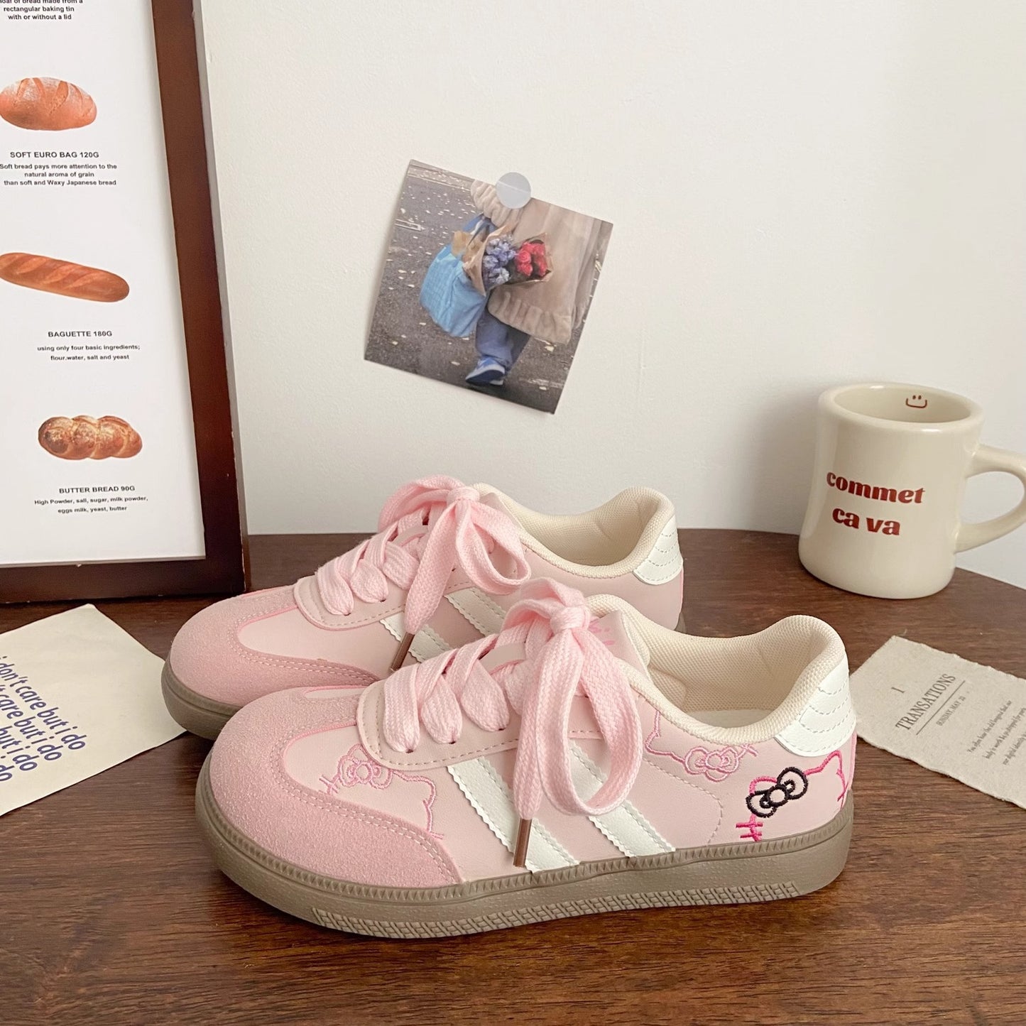 Cute kitten embroidery dexteric shoes women's 2025 new korean niche chic versatile board shoes casual little white shoes women