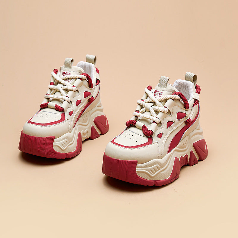 Thick-soled heightened daddy shoes women's 2025 autumn/winter new casual sneakers women's versatile trendy muffin shoes