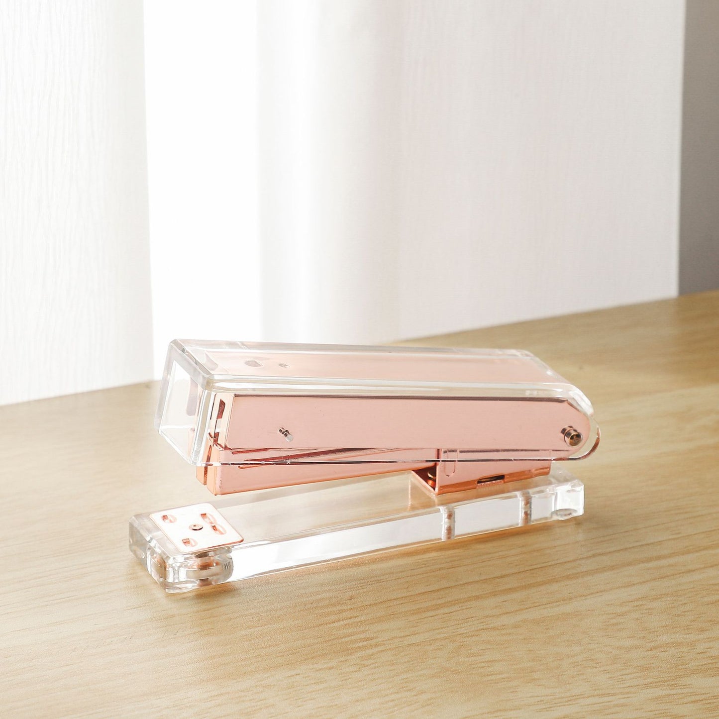 Mingqiang transparent acrylic stapler transparent rose gold stapler large binding machine desktop office supplies