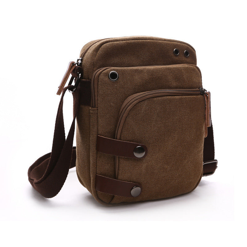 Men's Crossbody Bag Canvas Multi-Compartment Hand-Held Simple Casual Travel Bag Business Men's Shoulder Bag Fashion