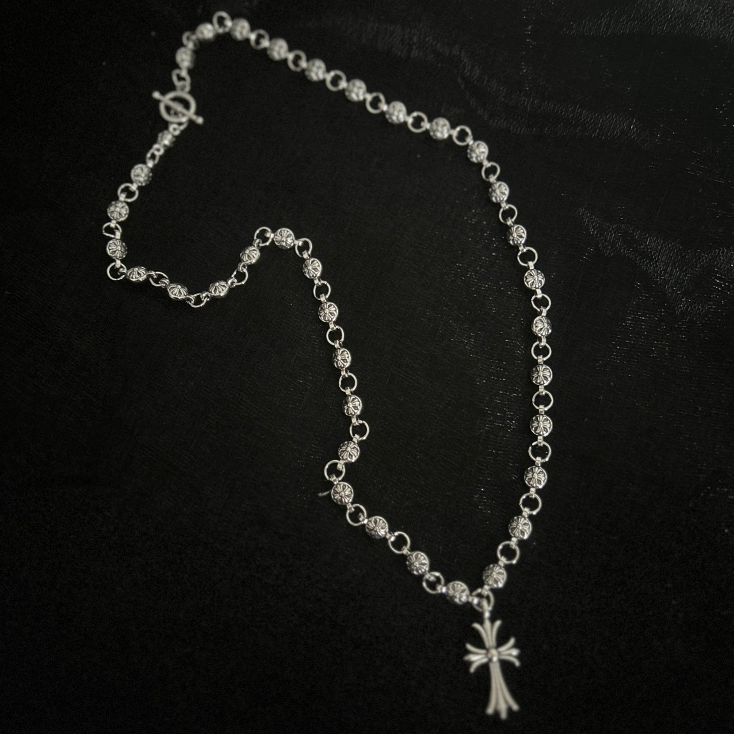 Vintage Cross Necklace Men's Street Hip Hop Trendy Pendant Handmade Chain Couple Accessories European and American Vintage Cross
