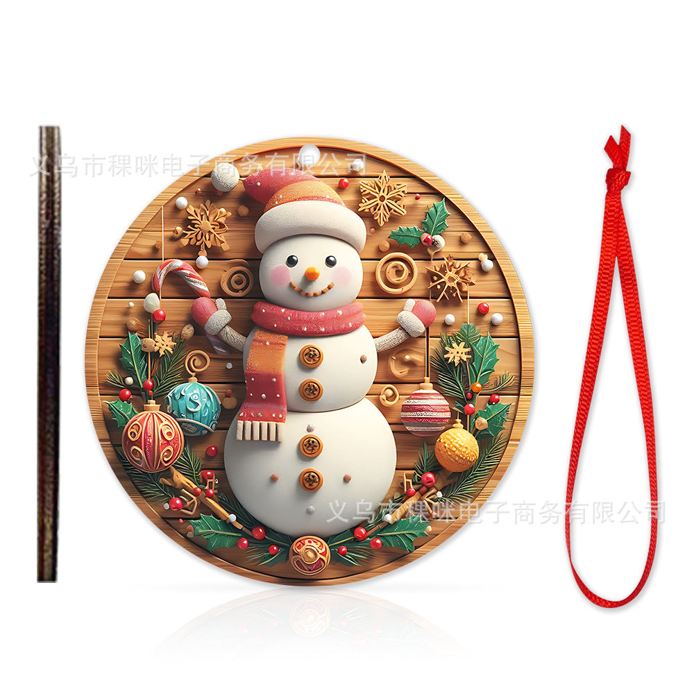 Cross border wooden pendant Christmas decoration Christmas tree hanging holiday craft wooden pendant cartoon gift